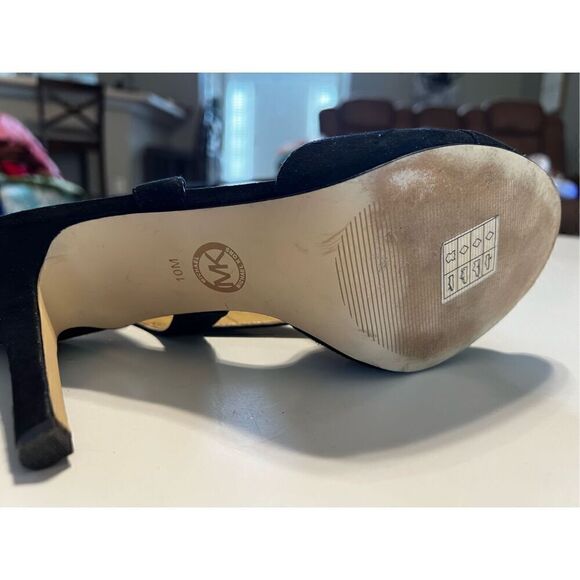 Michael by Michael Kors Women’s Size 10 Suede Peep Toe Slingback Heels Black - Picture 10 of 12